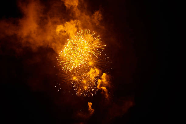 Inexpensive fireworks, over the city, red. For any purpose