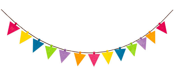istock Colorful flag garland on white background 983024020