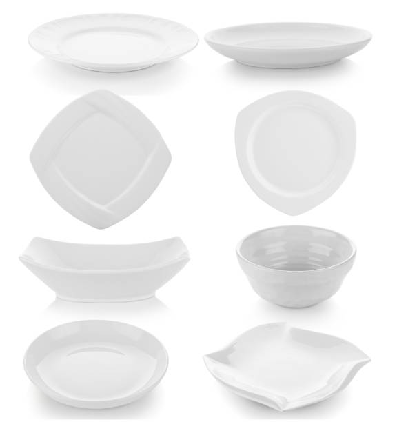 istock set of plate and bowl on white background 983075376