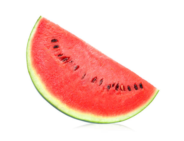 istock Slice of watermelon on white background 983079174