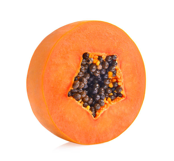 istock sliced ripe papaya with seed on with background 983102392