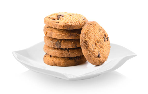 istock chocolate chip cookies in ceramic plate (beautiful shape) on white background 983123626
