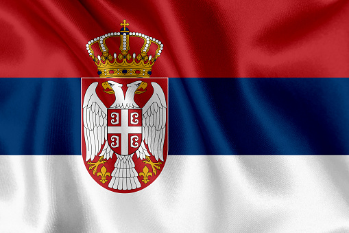 Flag of Serbia waving background