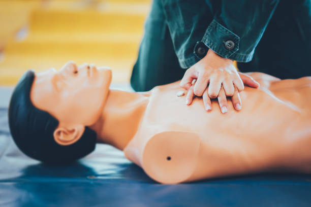 cardiopulmonary resuscitation or  CPR training. stock photo