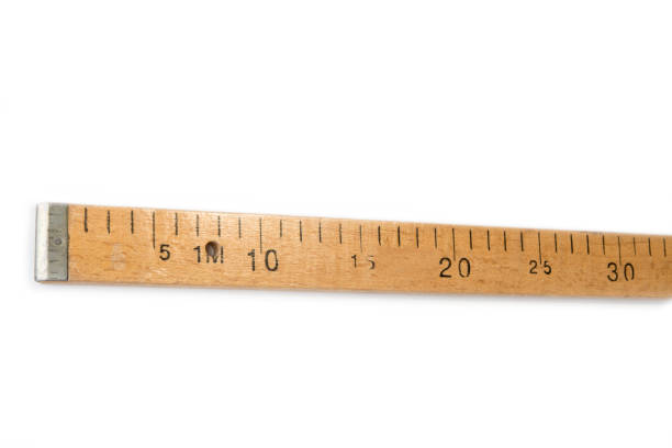 istock Wooden used stick meter on the white background 983150364