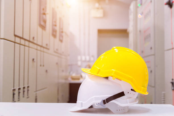 istock Standard construction safety equipment in control room, Construction and Safety Concept. 983196626