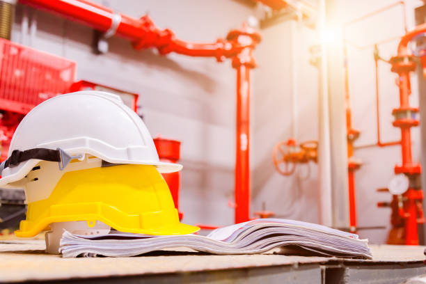 istock Standard construction safety equipment in control room, Construction and Safety Concept. 983197156