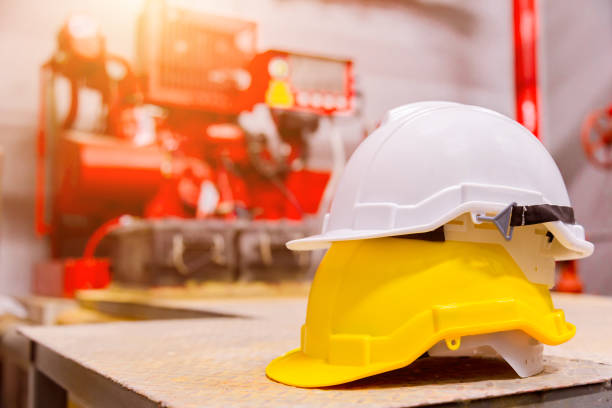 istock Standard construction safety equipment in control room, Construction and Safety Concept. 983199332