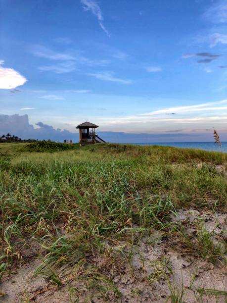 sunset rettungsschwimmer-turm - south carolina beach house north carolina beach stock-fotos und bilder