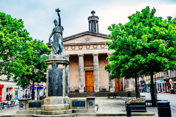 Monument to Don Pelayo in Gijón, Asturias, Spain. The sculpture represents the founder of the Kingdom of Asturias and considered the initiator of the Reconquest.