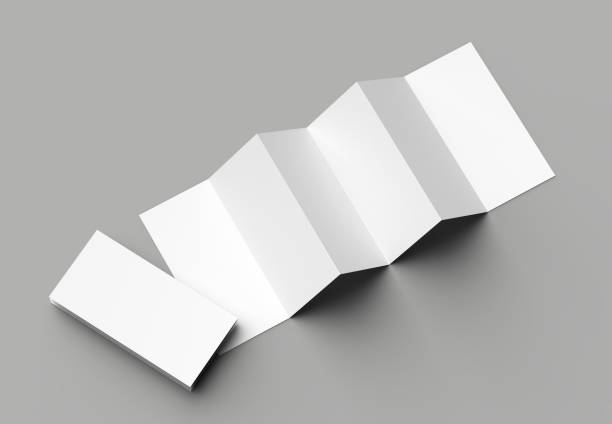 istock 12 page leaflet, 6 panel accordion fold - Z fold vertical brochure mock up isolated on gray background. 3D illustration 983215494