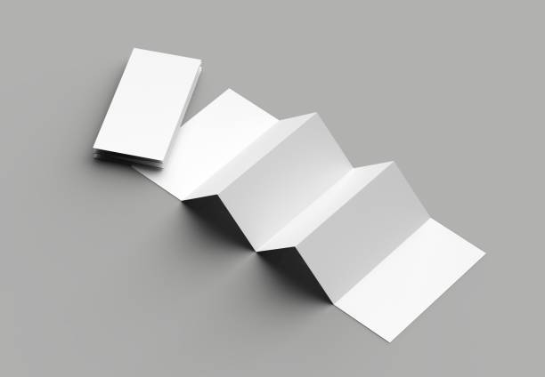 istock 12 page leaflet, 6 panel accordion fold - Z fold vertical brochure mock up isolated on gray background. 3D illustration 983215816