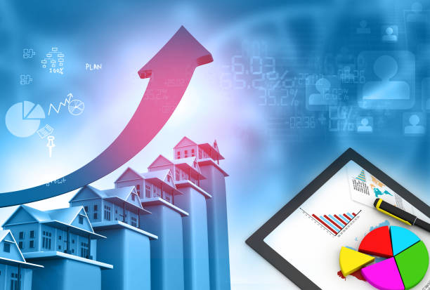 Real estate growth cart Real estate growth cart India Residential Real Estate Market: Competition, Size, and Industry Growth Analysis till 2027 stock pictures, royalty-free photos & images