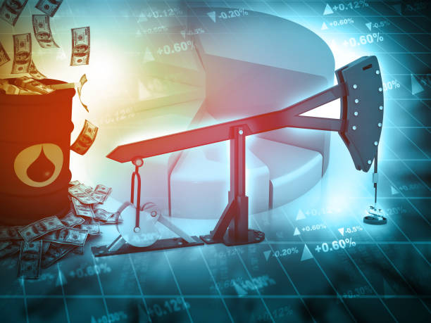 istock Oil pump-jack and growth graph with dollars 983223870