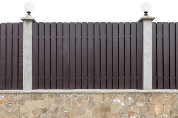 istock Wooden fence with concrete pillars 983224240