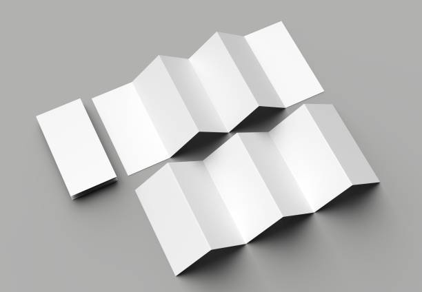 istock 12 page leaflet, 6 panel accordion fold - Z fold vertical brochure mock up isolated on gray background. 3D illustration 983229112