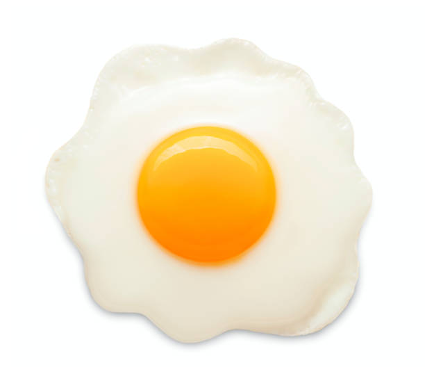 fried egg isolated single fried chicken egg isolated on white background egg yolk on white stock pictures, royalty-free photos & images