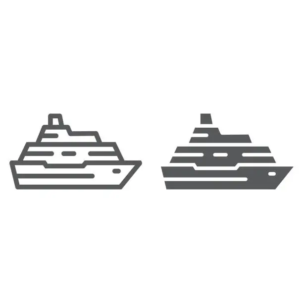 Vector illustration of Cruise ship line and glyph icon, travel and tourism, boat sign vector graphics, a linear pattern on a white background, eps 10.