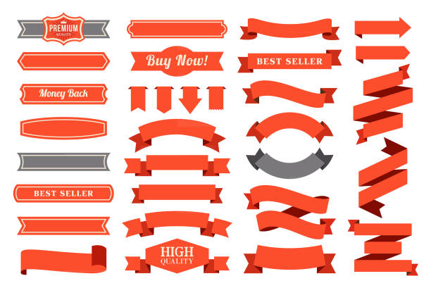 Set of the Ribbons Vector illustrations of the set of the orange ribbons. scrolling stock illustrations