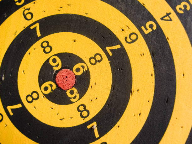 istock diagonal view of an used dartboard 983288700