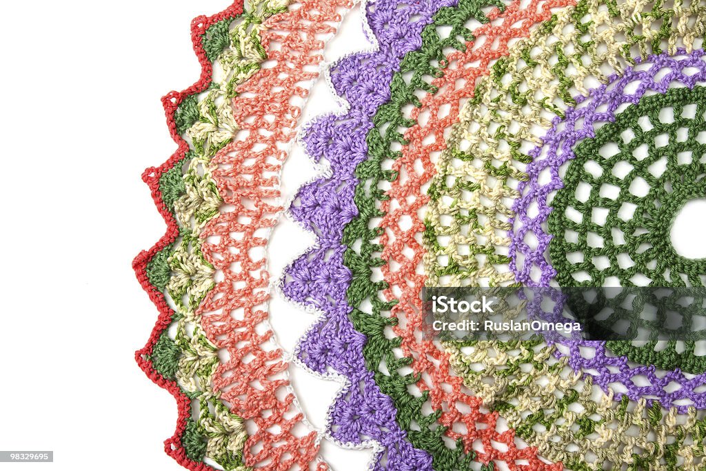 Knitted Multi-coloured Doily  Antique Stock Photo