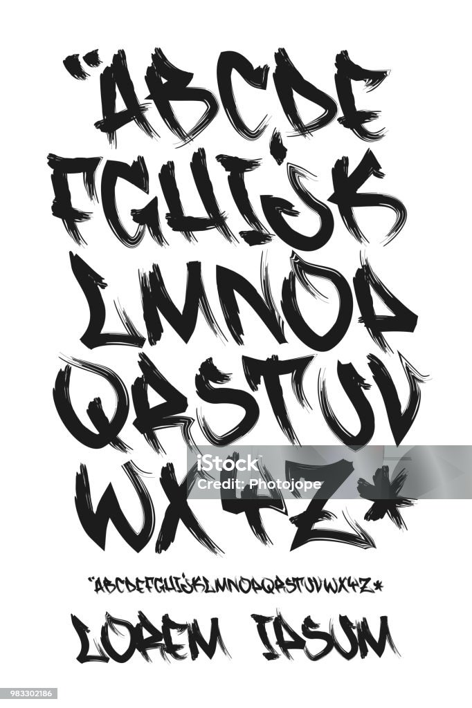 Graffiti marker font - Hand written - Vector alphabet Vectorial font in grunge marker graffiti hand written style. Capital letters alphabet. Graffiti stock vector