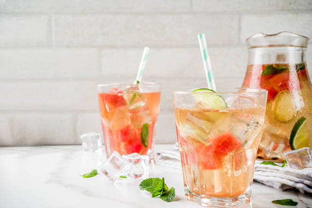 istock Iced watermelon and lime green tea 983302428