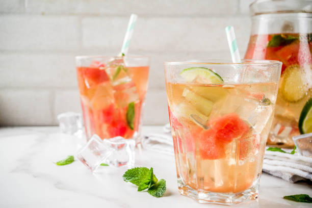 istock Iced watermelon and lime green tea 983302470