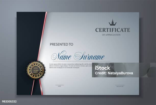 Modern Premium Certificate Award Design Template Stock Illustration - Download Image Now - Certificate, Template, Award