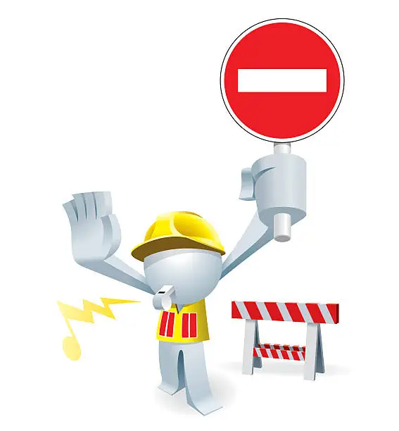 Vector illustration of Simplified man No-Entry Sign