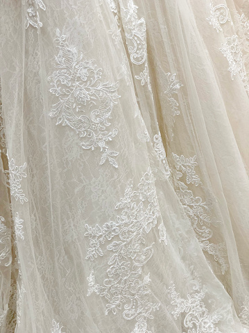 Wedding Dress Lace Chiffon Detail Vertical