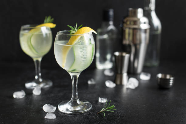 istock Gin fizz cocktail with lemon, cucumber, rosemary 983331666