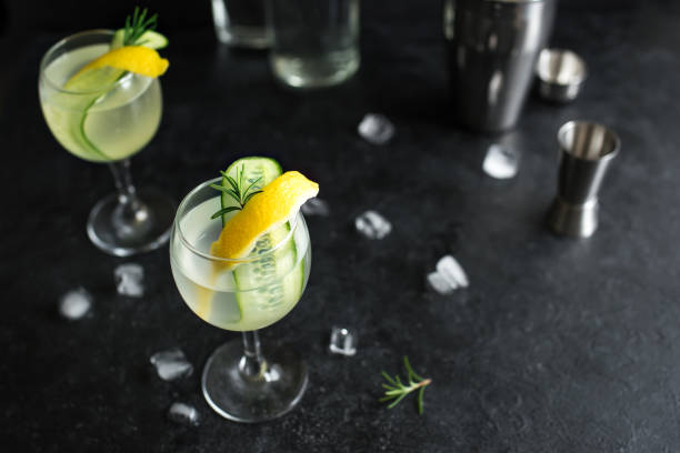 istock Gin fizz cocktail with lemon, cucumber, rosemary 983331684