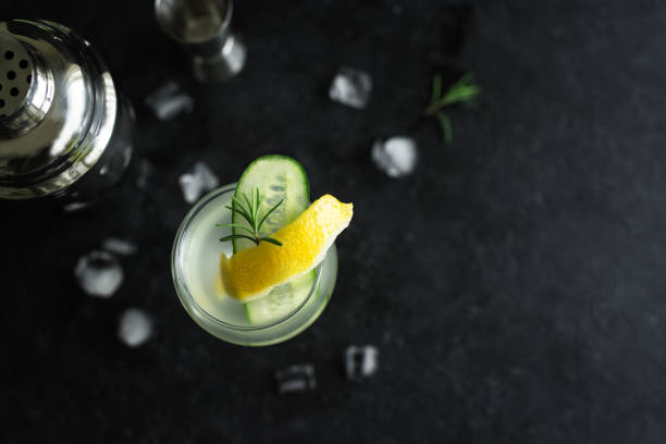 istock Gin fizz cocktail with lemon, cucumber, rosemary 983331690