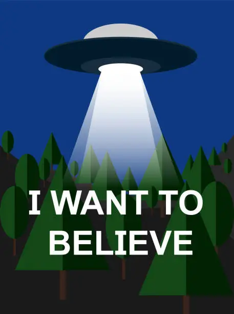 Vector illustration of i want to believe with background for  world Ufo Day