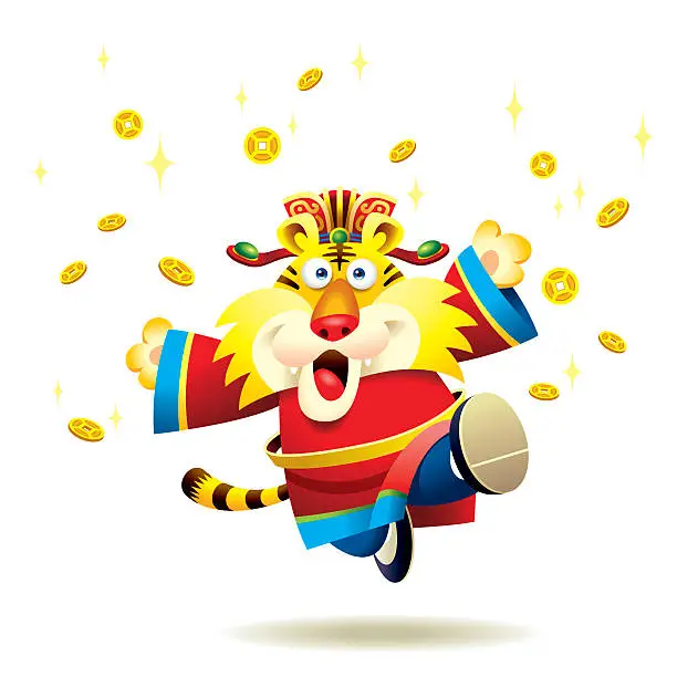 Vector illustration of Jumping Chinese New year Tiger