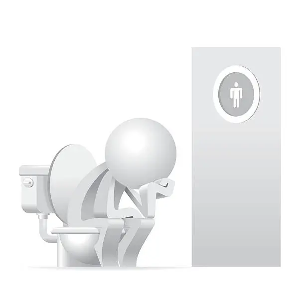 Vector illustration of Simplified man Thinking in The Toilet