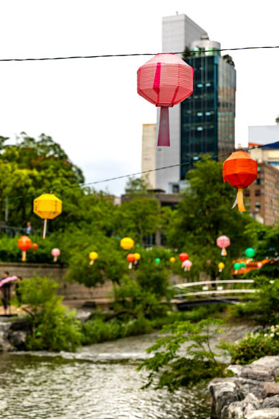 Cheonggyecheon Stream in downtown Seoul, South Korea.