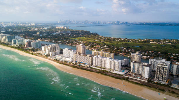 Miami Beach shot with a 4k dji drone stock photo