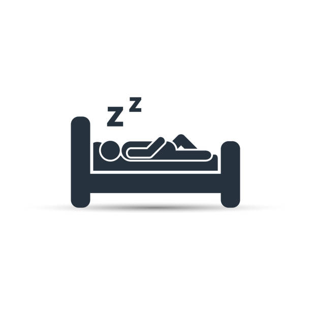 眠っている男のベクトル図 - hotel bed silhouette travel点のイラスト素材／クリップアート素材／マンガ素材／アイコン素材