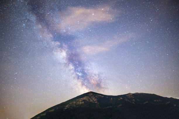 istock Pine trees silhouette Milky Way dark sky 983366820