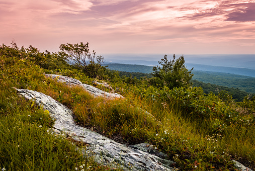 Stormy sunset at the overlook in High Point State Park, the top of NJ, in late spring