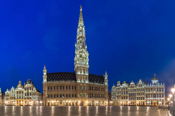 istock Grand Place Square at night in Belgium, Brussels 983371360
