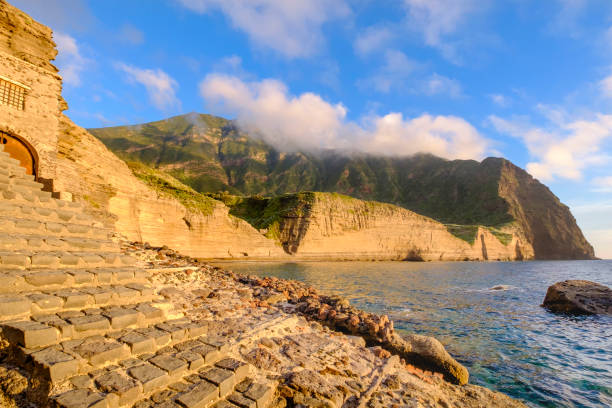 Pollara at sunset on Salina, the second largest island in the Aeolian Islands (Sicily, Italy) Pollara at sunset on Salina, the second largest island in the Aeolian Islands (Sicily, Italy) salina sicily stock pictures, royalty-free photos & images