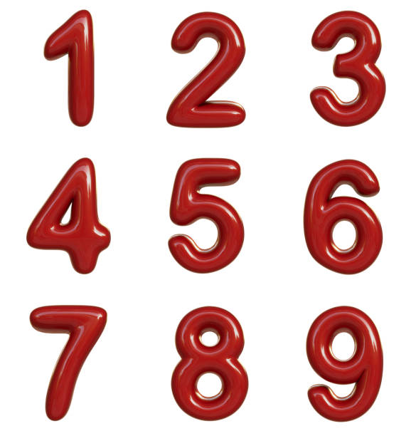 istock Glossy red number. 3D render of bubble font isolated on white background 983397872