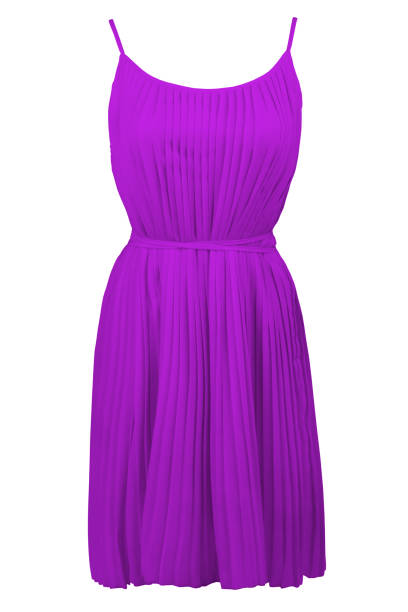 istock Purple pleated dress, isolated on white 983407236