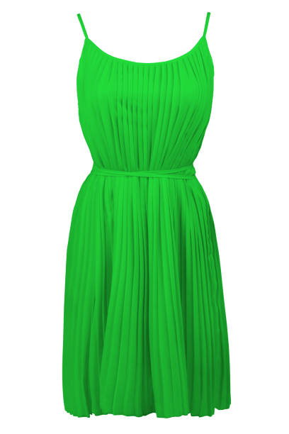 istock Green pleated dress, isolated on white 983407242