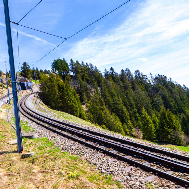 istock Rigi bahn electric cable tram  on Rigi kulm , Alpine mountain 983416336