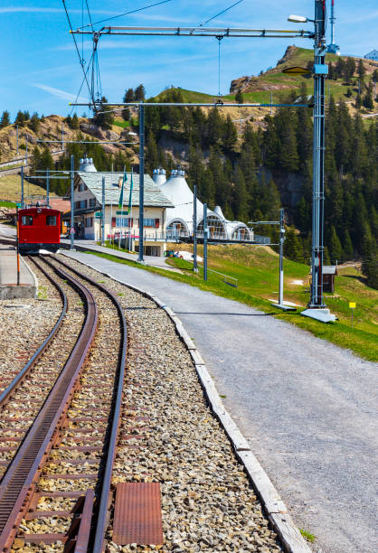 istock Rigi bahn electric cable tram  on Rigi kulm , Alpine mountain 983416484