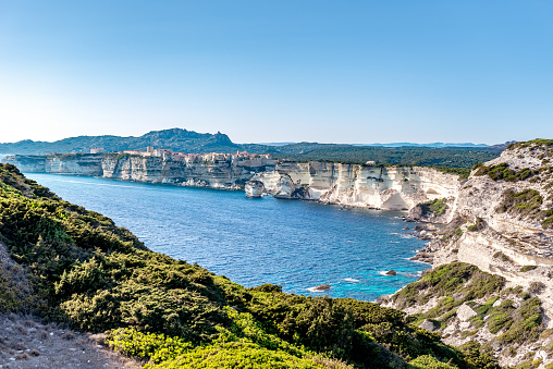 Horizontal color image of Bonifacio in south Corsica.